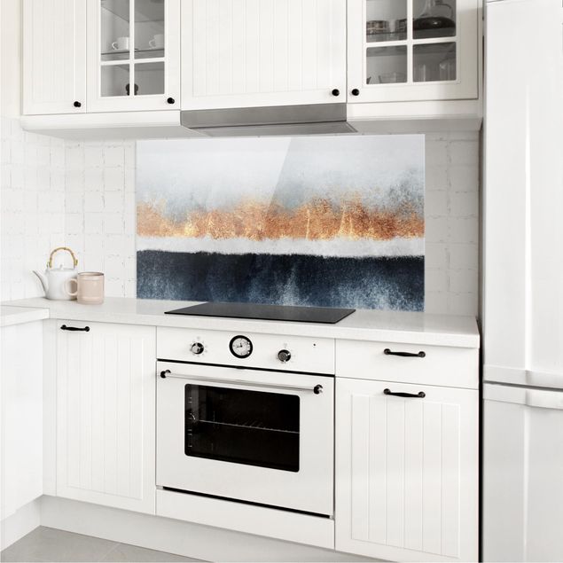 Painel anti-salpicos de cozinha padrões Golden Horizon Watercolor