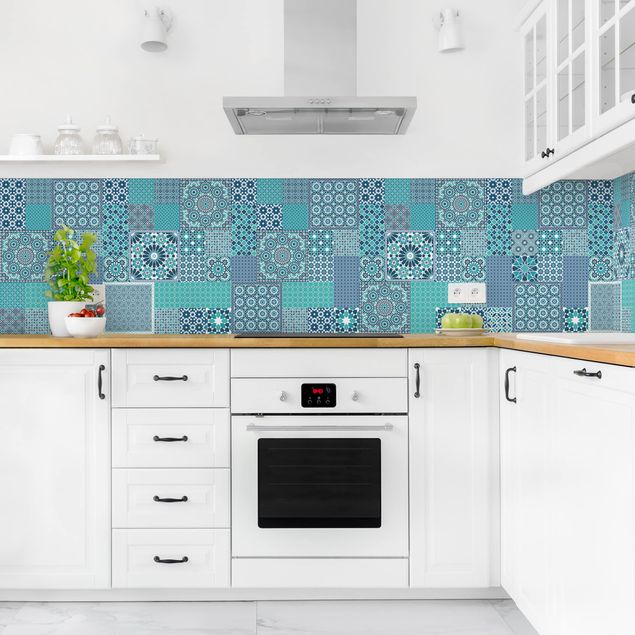 Backsplash de cozinha imitação azulejos Moroccan Mosaic Tiles Turquoise Blue