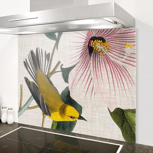 decoraçao para parede de cozinha Bird On Linen Yellow I