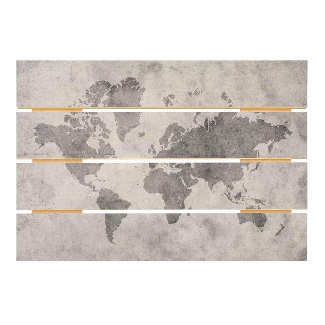 quadro de madeira para parede Vintage World Map II