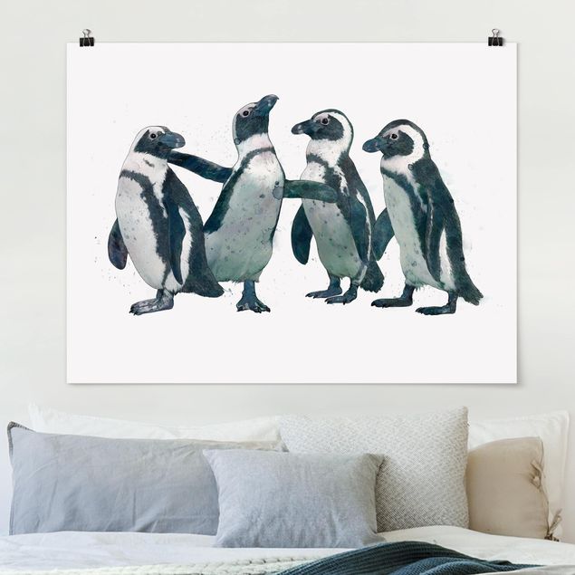 decoraçoes cozinha Illustration Penguins Black And White Watercolour