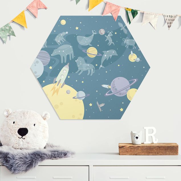 decoração para quartos infantis Planets With Zodiac And Missiles