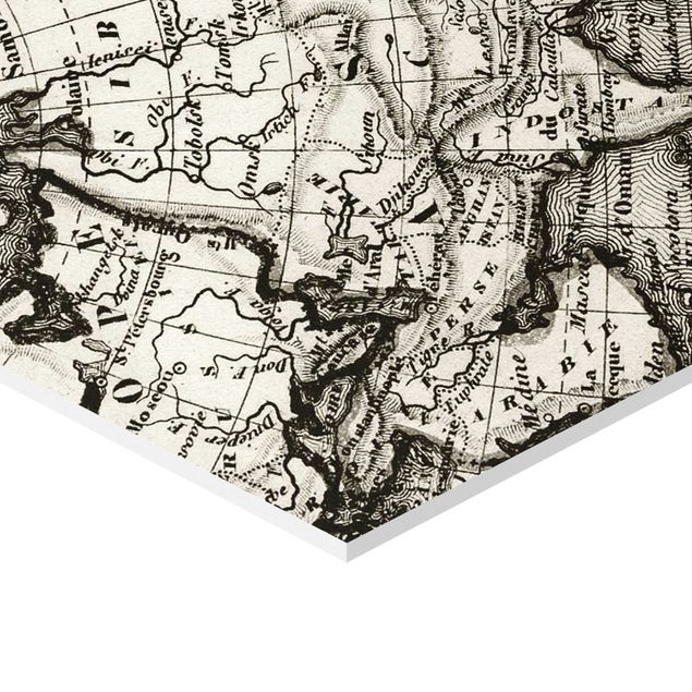 Quadros em cinza Old World Map Details