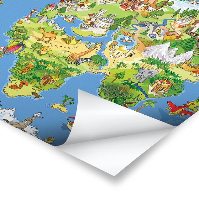 posters decorativos Great and Funny Worldmap