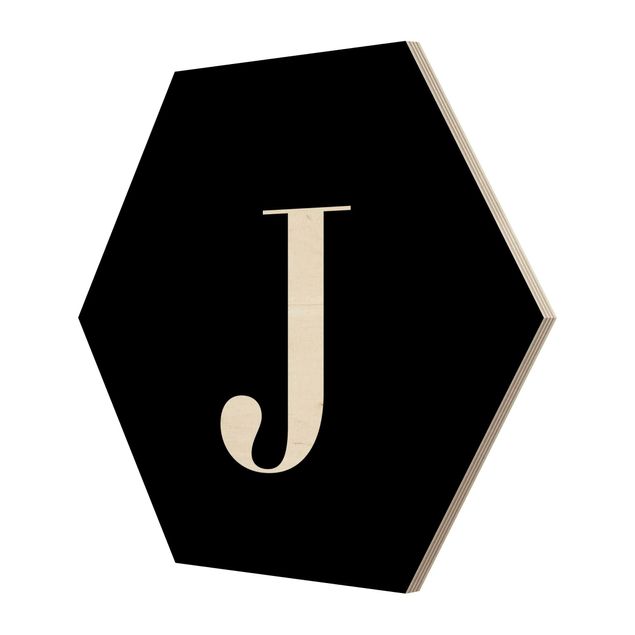 Quadros hexagonais Letter Serif Black J