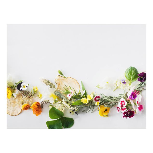 painel anti salpicos cozinha Fresh Herbs With Edible Flowers