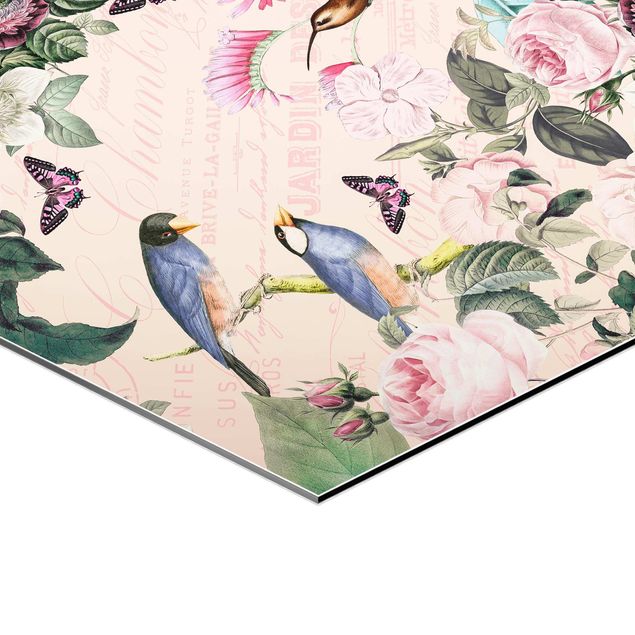 Quadros de Andrea Haase Vintage Collage - Roses And Birds