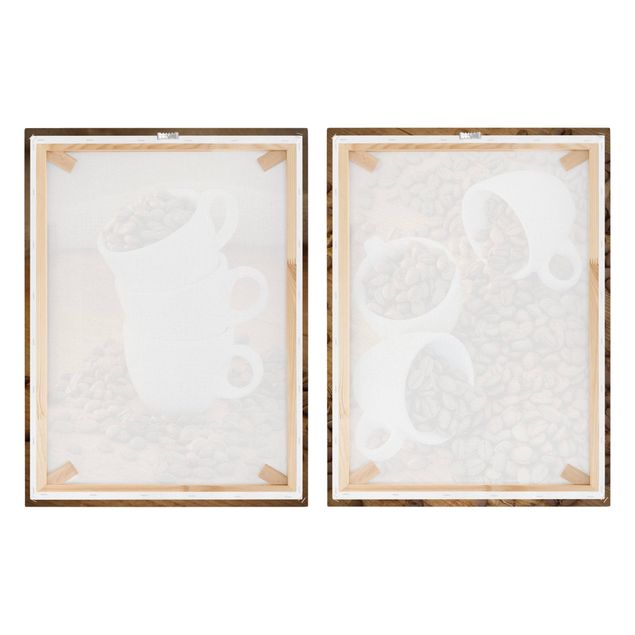 telas decorativas para paredes 3 espresso cups with coffee beans