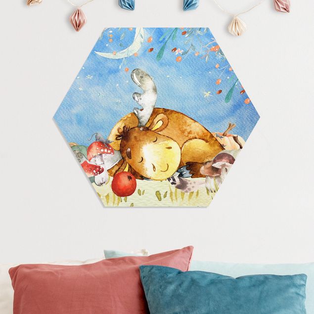 decoração para quartos infantis Watercolor Deer In Autumn
