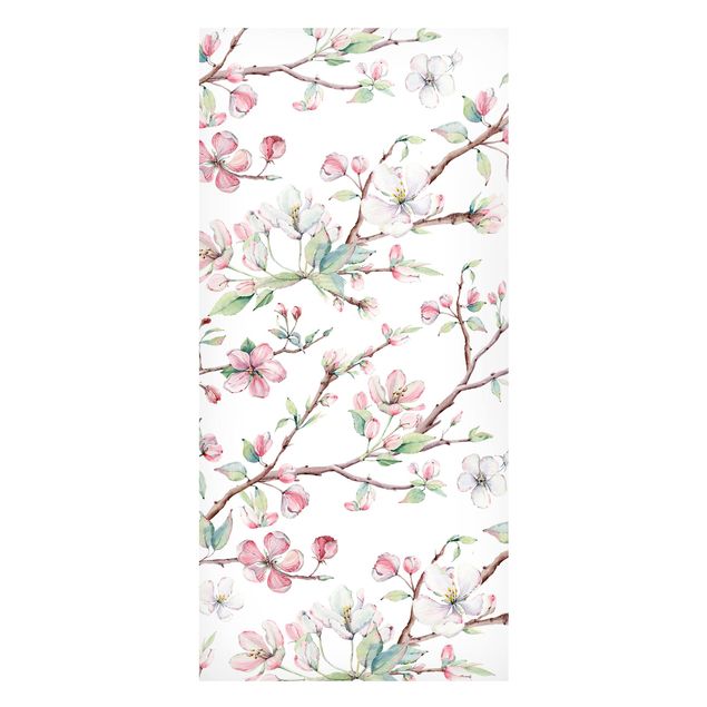Quadros magnéticos flores Watercolour Branches Of Apple Blossom In Light Pink And White