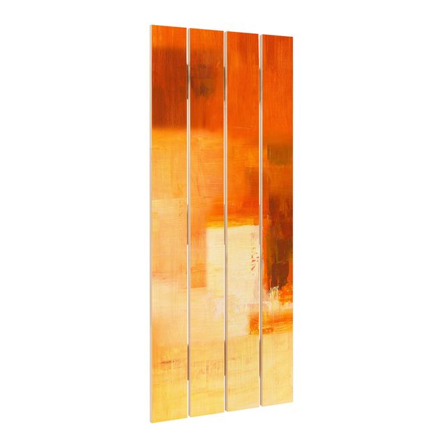 Quadros em madeira Composition In Orange And Brown 03