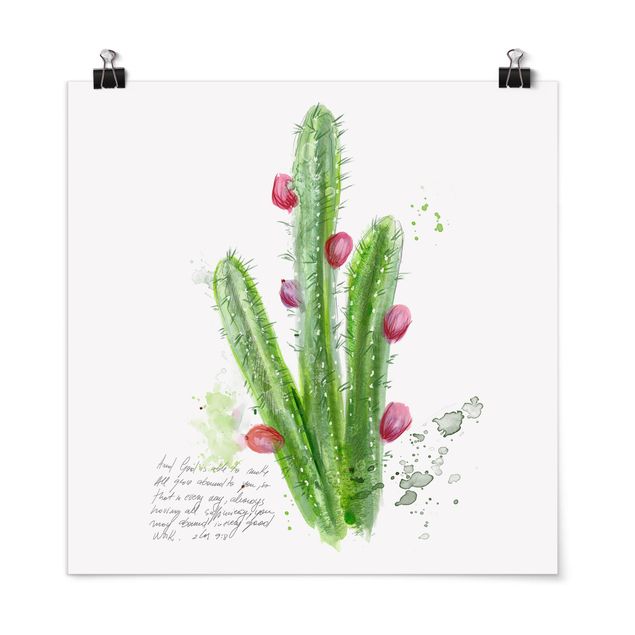 Quadros florais Cactus With Bibel Verse II