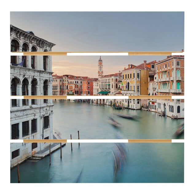 quadro de madeira para parede Grand Canal View From The Rialto Bridge Venice