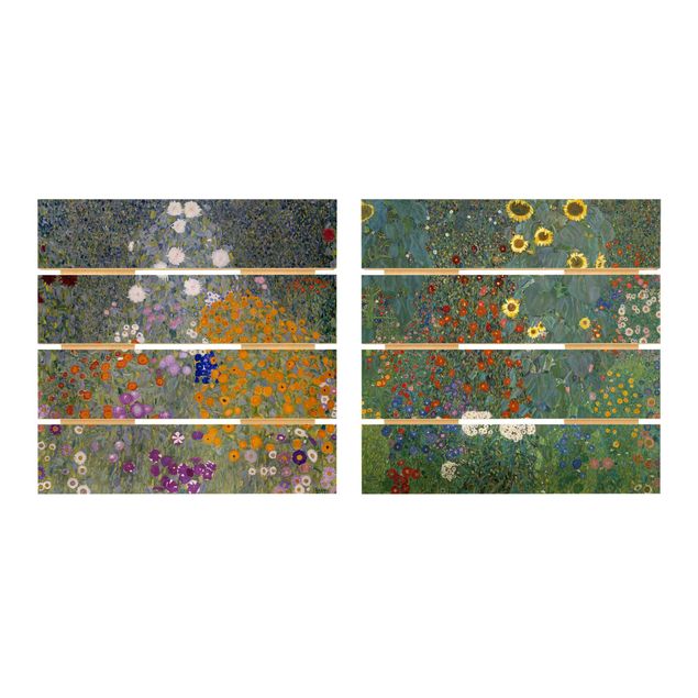 Quadros em madeira flores Gustav Klimt - The Green Garden