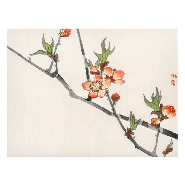 Quadros magnéticos flores Asian Vintage Drawing Cherry Blossom Branch