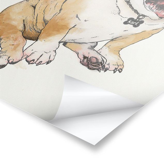 Quadros decorativos Illustration Dog Bulldog Painting