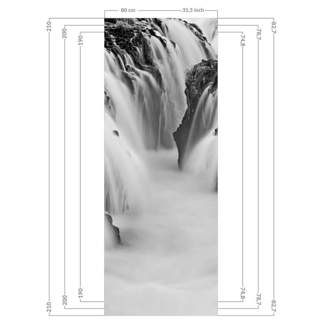 Revestimento de parede para duche Brúarfoss Waterfall In Iceland Black And White