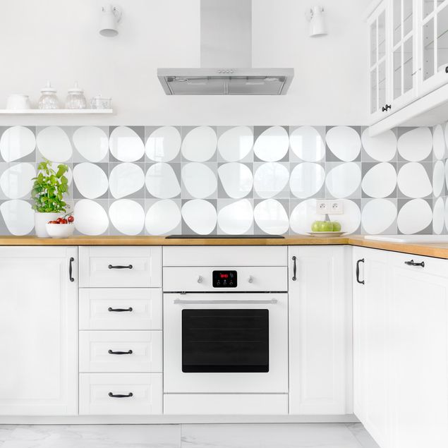 Backsplash de cozinha imitação azulejos Oval Tiles - Grey