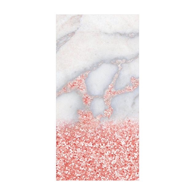 Tapetes imitação pedra Marble Look With Pink Confetti