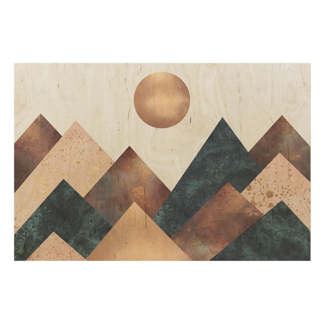 quadros para parede Geometric Mountains Bronze