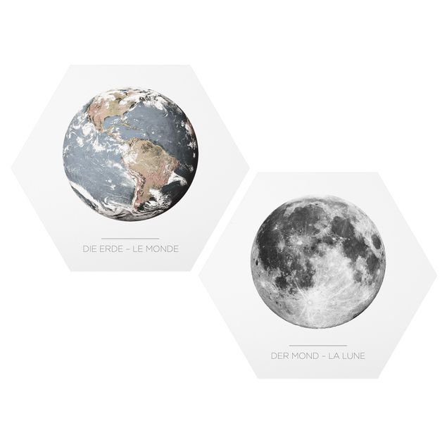 quadros decorativos para sala modernos Moon And Earth