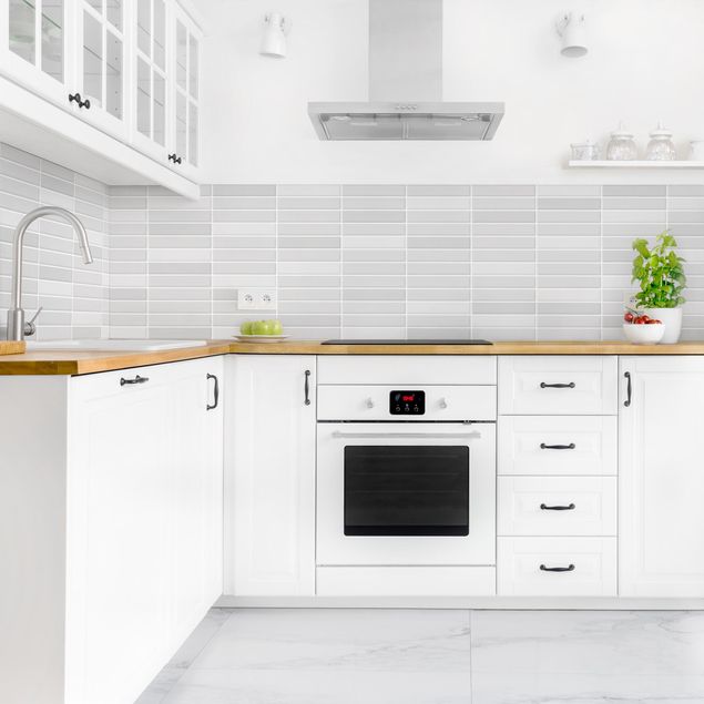 Backsplash de cozinha monocromático Metro Tiles - Light grey
