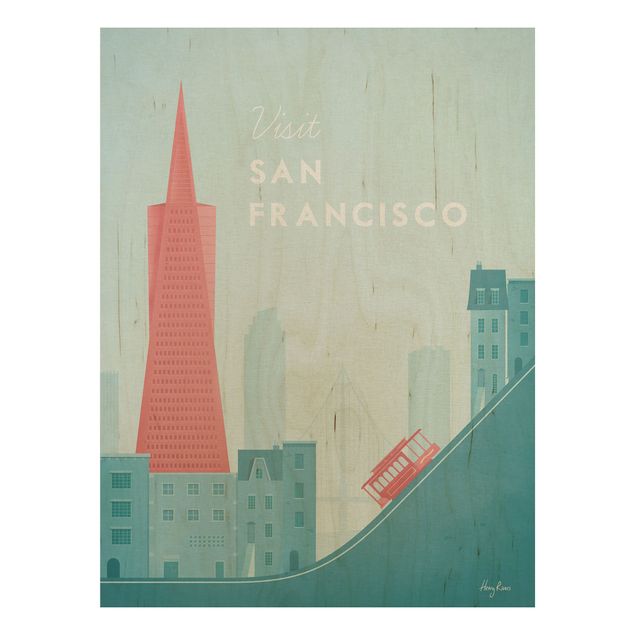 Quadros em madeira vintage Travel Poster - San Francisco
