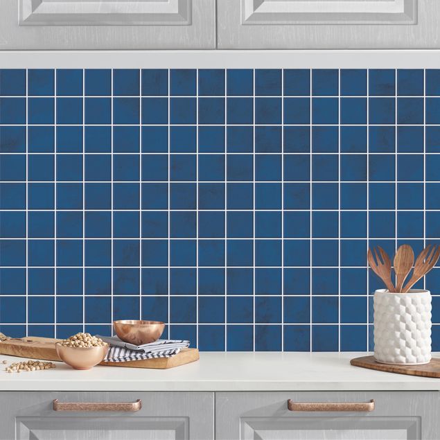 decoraçao para parede de cozinha Mosaic Concrete Tiles - Blue