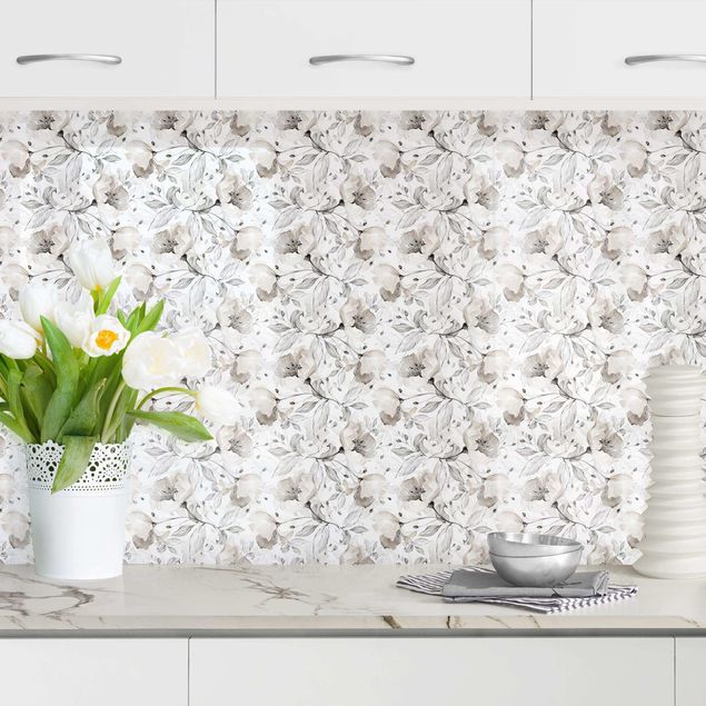 decoraçao para parede de cozinha Elegant Flower Pattern
