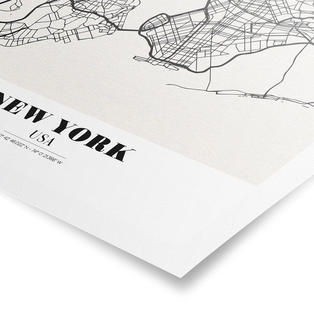 Posters cidades e paisagens urbanas New York City Map - Classic