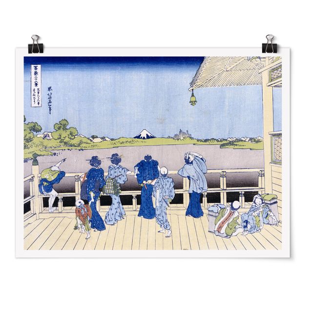 Posters quadros famosos Katsushika Hokusai - The Sazai Hall in the Rakanji Temple