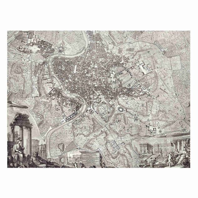 Quadros Itália Vintage Map Rome