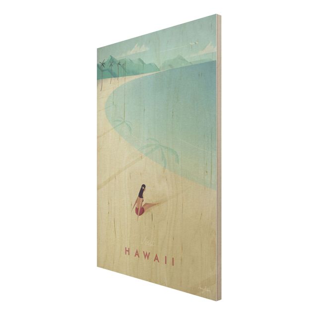 Quadros em madeira vintage Travel Poster - Hawaii