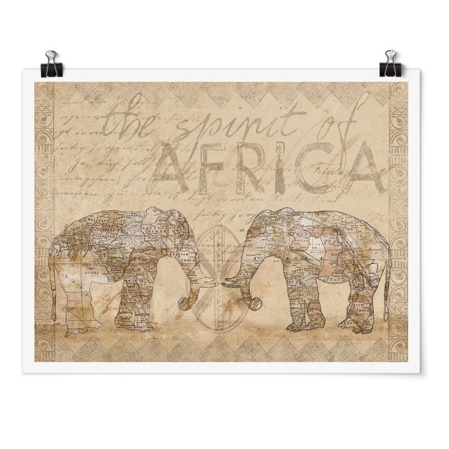 Posters quadros famosos Vintage Collage - Spirit Of Africa