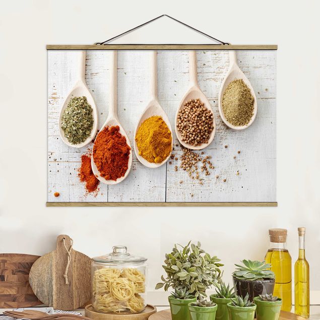 decoraçao para parede de cozinha Wooden Spoon With Spices