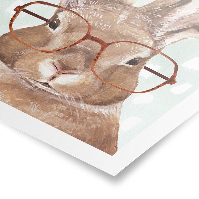 Quadros em marrom Animals With Glasses - Rabbit