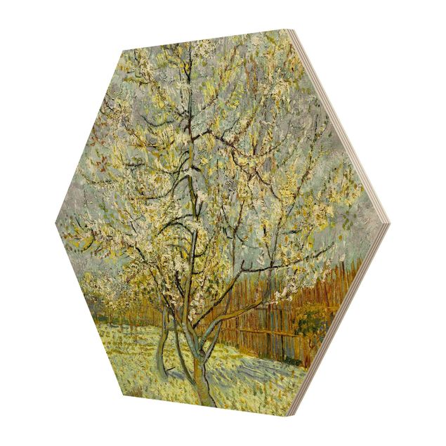 Quadros em madeira paisagens Vincent van Gogh - Flowering Peach Tree