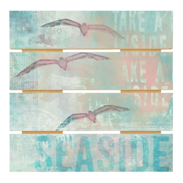 Quadros decorativos Shabby Chic Collage - Seagulls
