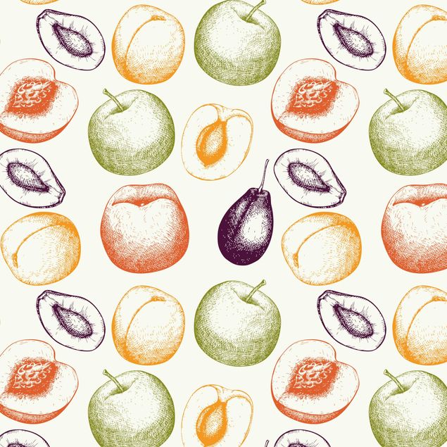 Películas autocolantes Hand Drawn Fruit Kitchen Pattern