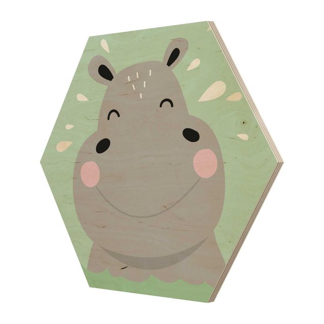 Quadros hexagonais The Happiest Hippo