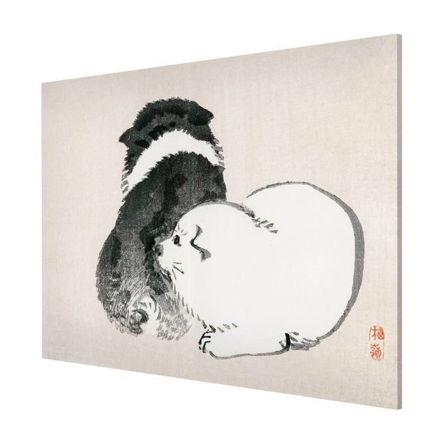 Quadros magnéticos animais Asian Vintage Drawing Black And White Pooch