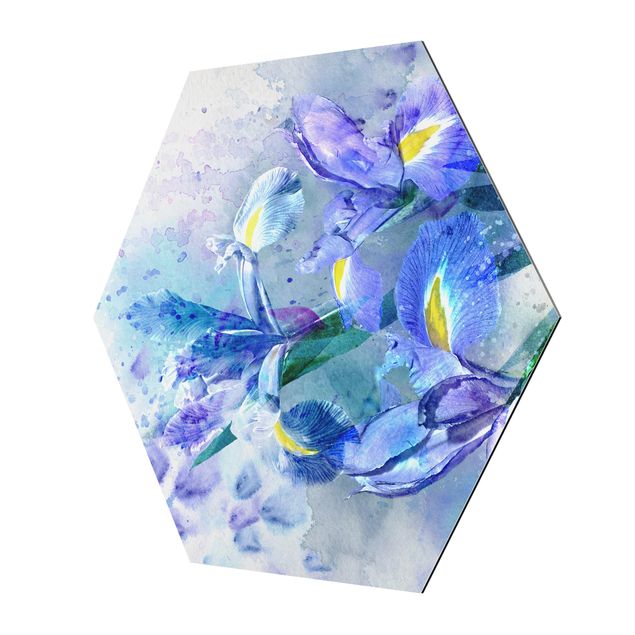 decoração quadros Watercolour Flowers Iris