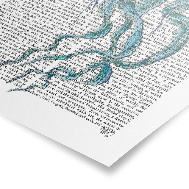 quadro azul Animal Reading - Jellyfish