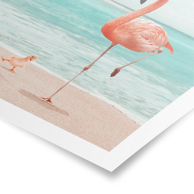 Posters flores Beach With Flamingo