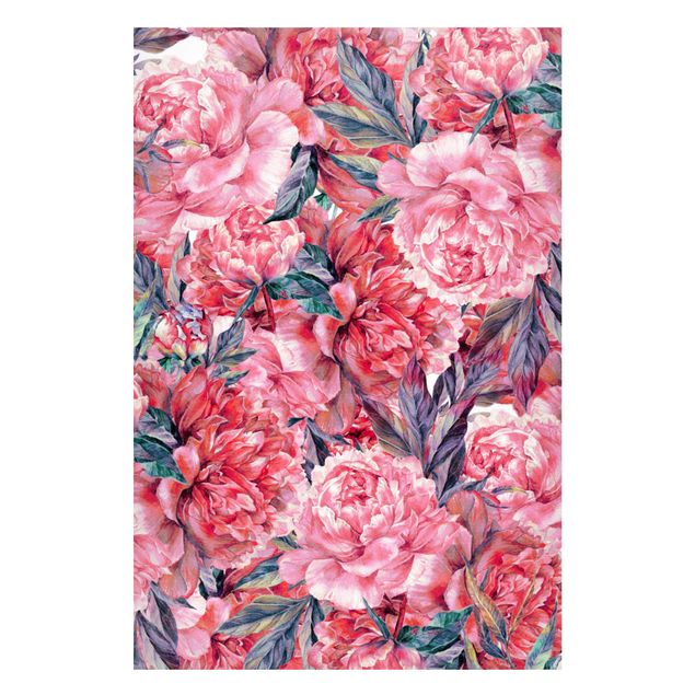 Quadros magnéticos flores Delicate Watercolour Red Peony Pattern