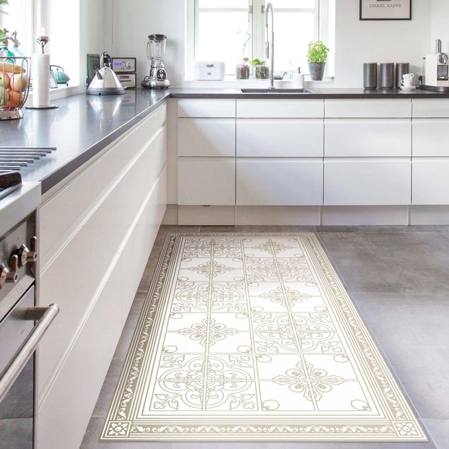 decoraçoes cozinha Floral Tile Pattern Sand With Border