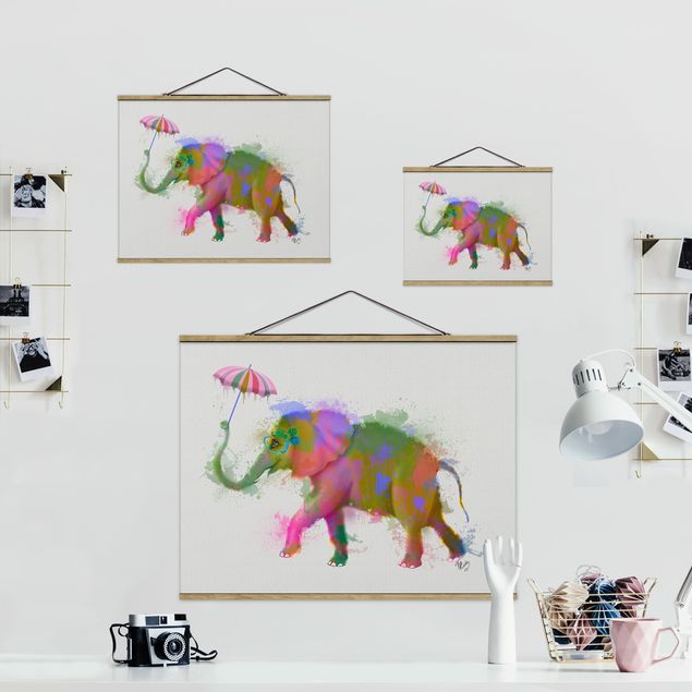 decoração quadros Rainbow Splash Elephant
