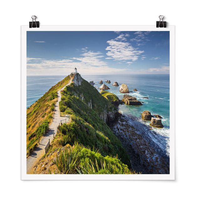 Quadros paisagens Nugget Point Lighthouse And Sea New Zealand