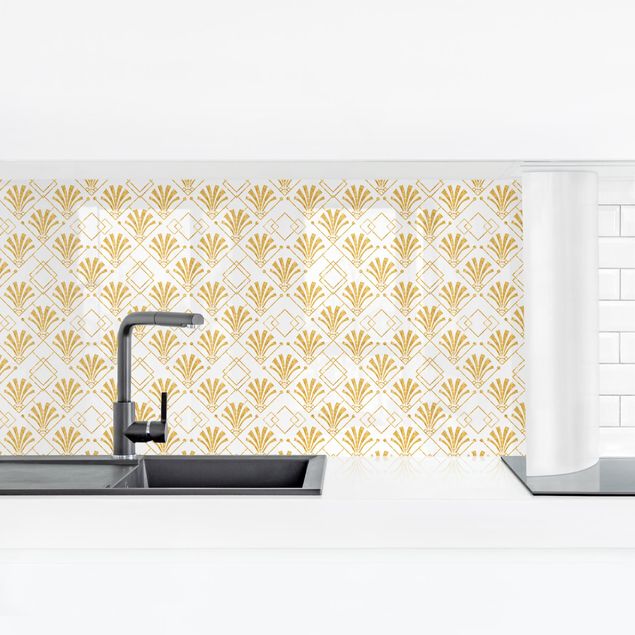 backsplash cozinha Glitter Optic With Art Deco Pattern In Gold
