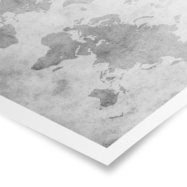 quadros preto e branco para decoração Vintage World Map II